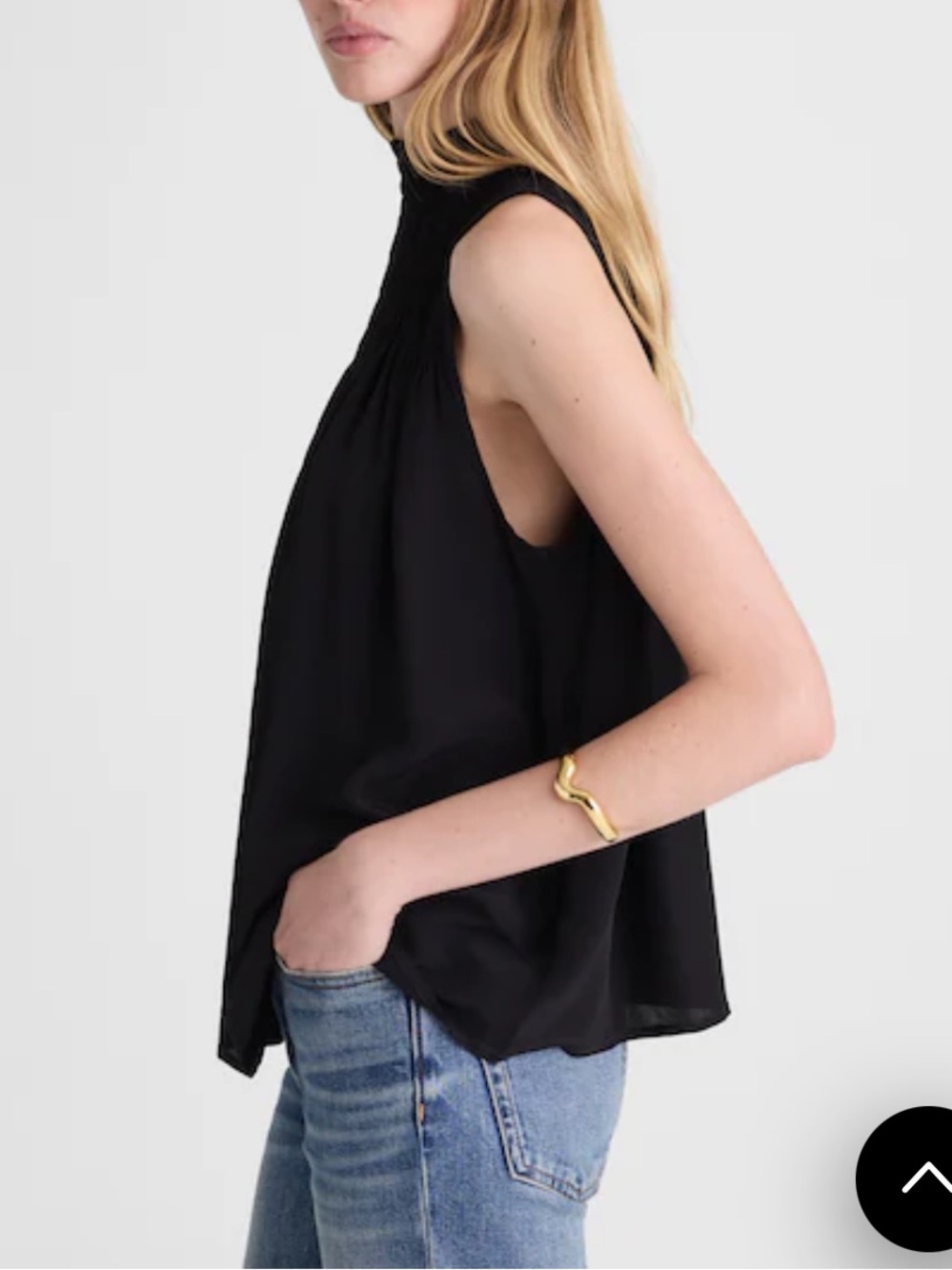 NWT Madewell 	Smocked Mockneck Sleeveless Top: NY669: JET BLACK BK0070
Size: S